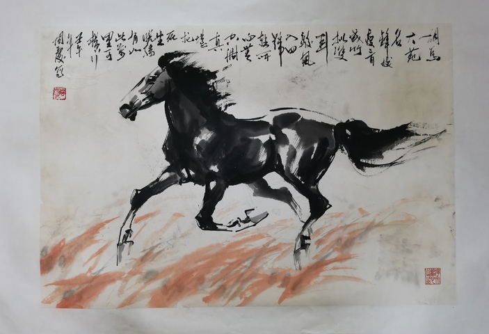 古玩字畫當(dāng)代畫馬名家于同慶奔馬圖拍賣,當(dāng)前價格499元