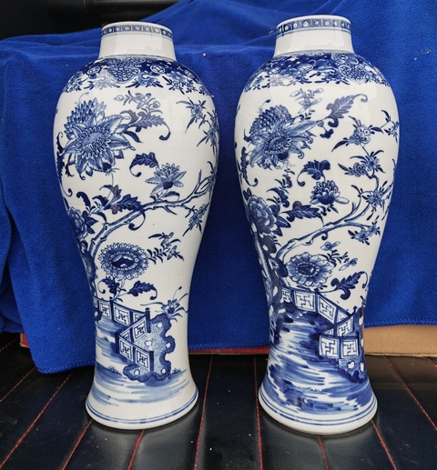 古玩陶瓷青花花卉紋雞腿瓶拍賣,當前價格13800元