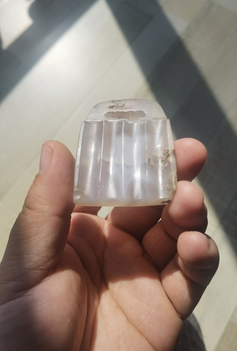 古玩玉器瑪瑙雕“瓦溝紋提攜”真品鑒賞圖