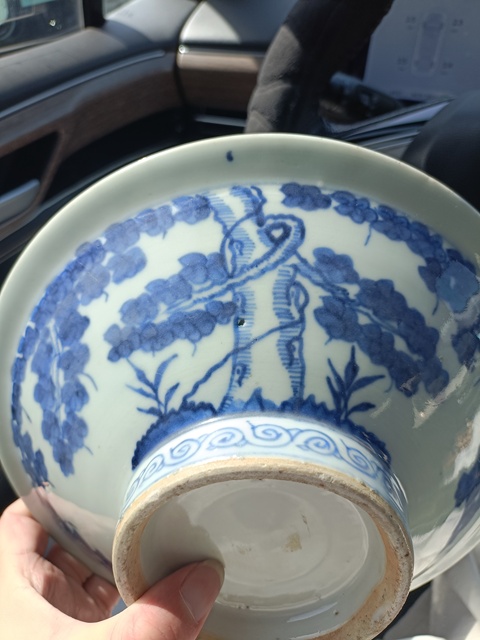 古玩陶瓷清中期嘉道青花花卉紋折沿碗拍賣,當前價格3888元