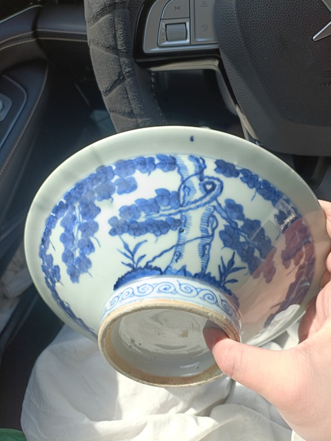 古玩陶瓷清中期嘉道青花花卉紋折沿碗拍賣,當前價格3888元