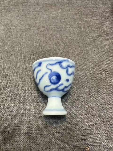 古玩陶瓷明晚期青花龍趕珠高足杯(一對)拍賣,當前價格7888元