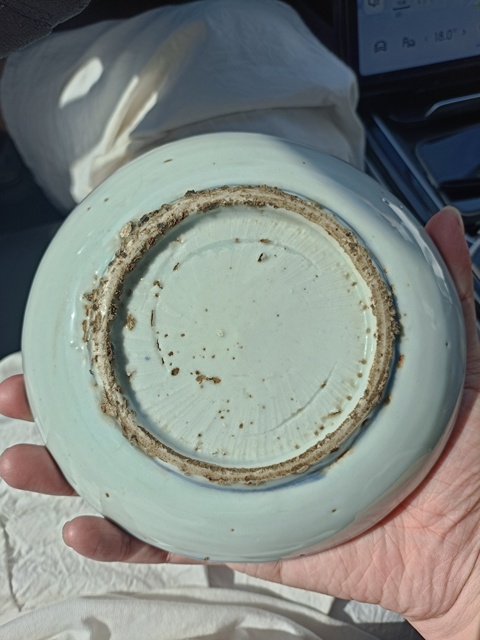 古玩陶瓷明代青花三鳳紋盤拍賣，當(dāng)前價格3888元