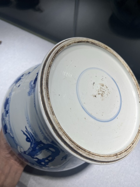 古玩陶瓷人物紋青花將軍罐真品鑒賞圖