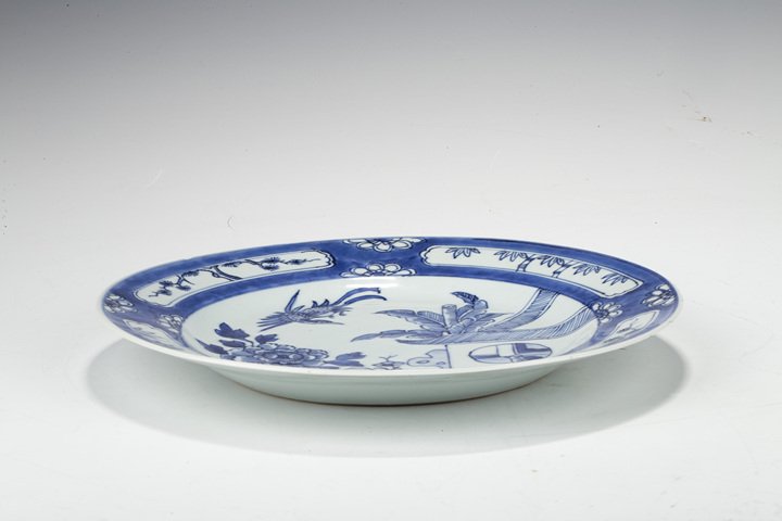 古玩陶瓷清早·青花歲寒三友花鳥紋折沿盤真品鑒賞圖