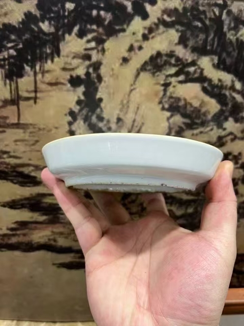 古玩陶瓷光緒淺降彩花鳥折沿洗真品鑒賞圖
