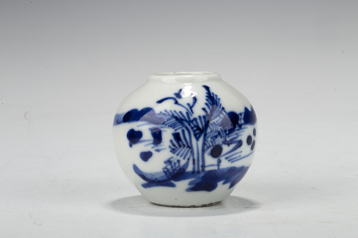 古玩陶瓷晚清·青花山水紋水盂拍賣，當前價格1288元
