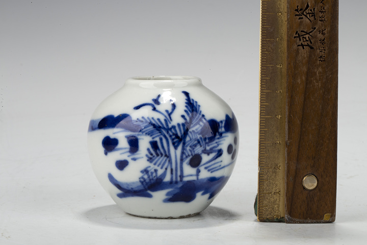 古玩陶瓷晚清·青花山水紋水盂拍賣，當前價格1288元