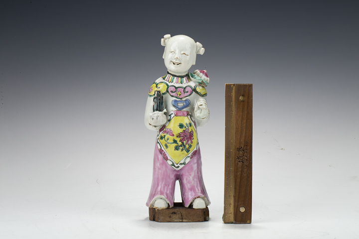 古玩陶瓷清雍正·粉彩童子立像拍賣，當前價格1888元