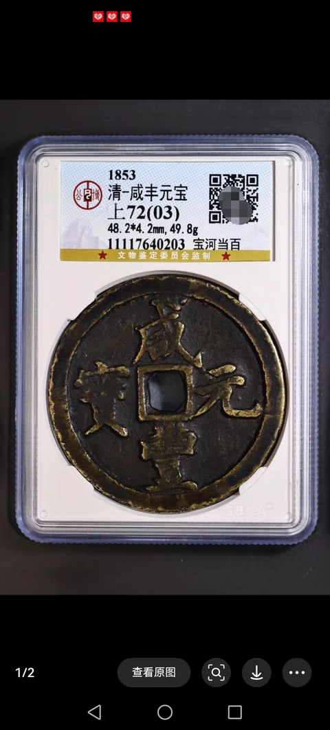 古玩錢幣咸豐元寶河百真品鑒賞圖
