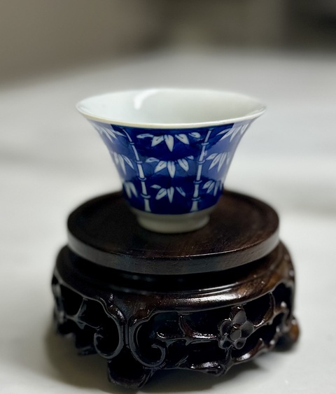 古玩陶瓷青花竹紋杯真品鑒賞圖