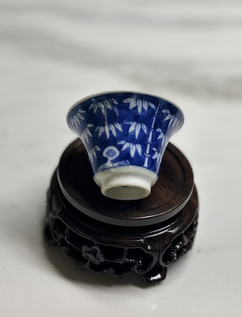 古玩陶瓷青花竹紋杯真品鑒賞圖