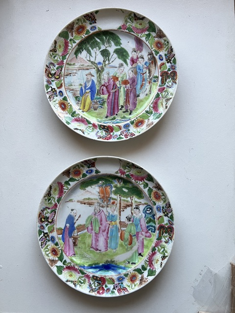 古玩陶瓷人物紋廣彩盤真品鑒賞圖
