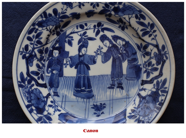 古玩陶瓷青花四美盤真品鑒賞圖