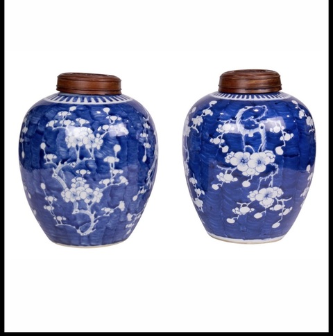 古玩陶瓷青花留白冰梅紋罐真品鑒賞圖