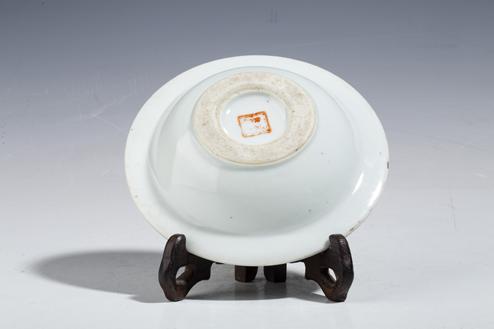 古玩陶瓷清末民初·墨彩花卉紋折沿洗真品鑒賞圖