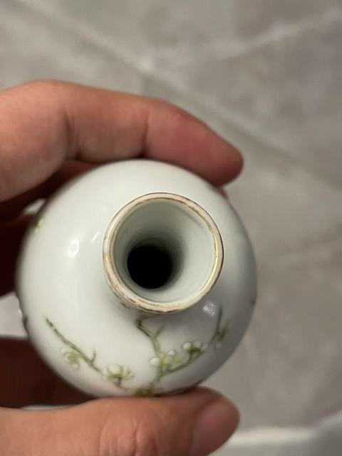 古玩陶瓷粉彩花卉紋天球瓶真品鑒賞圖