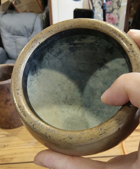古玩銅器三足缶式爐真品鑒賞圖
