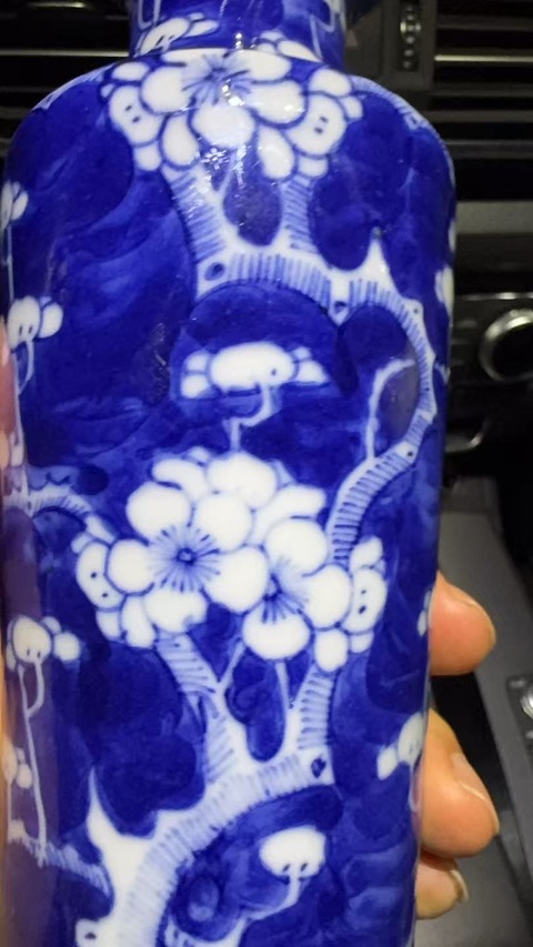 古玩陶瓷青花冰梅紋棒槌瓶真品鑒賞圖