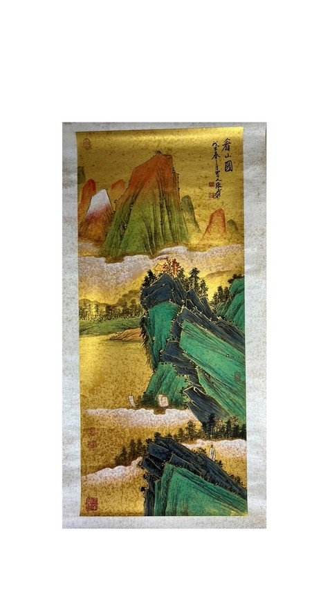 古玩字畫看山圖真品鑒賞圖