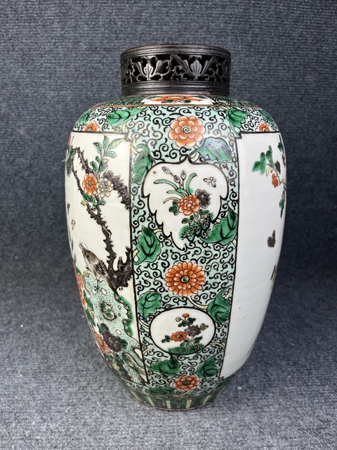 古玩陶瓷五彩開窗花鳥紋蘿卜罐拍賣，當前價格8688元