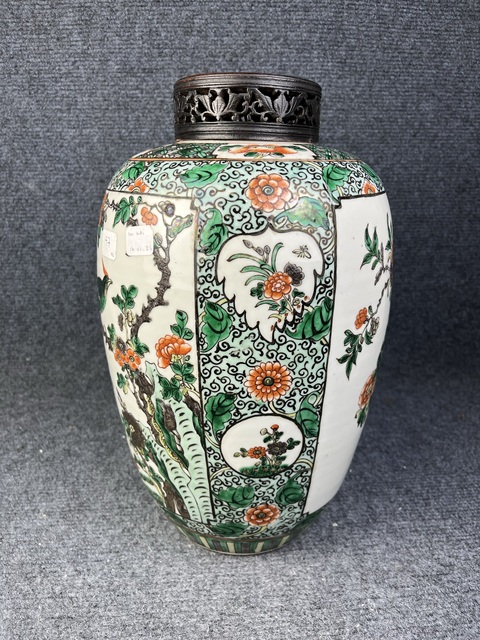古玩陶瓷五彩開窗花鳥紋蘿卜罐拍賣，當前價格8688元