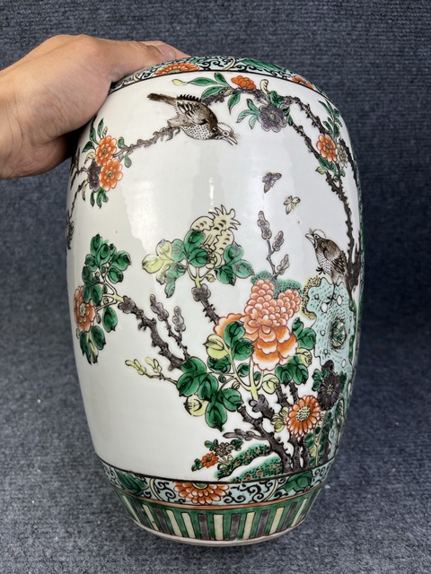 古玩陶瓷五彩開窗花鳥紋蘿卜罐拍賣，當前價格8688元