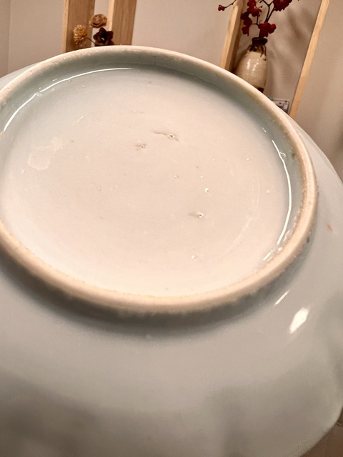 古玩陶瓷青花山水樓閣紋折沿盤真品鑒賞圖