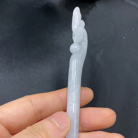 古玩玉器天然翡翠鳳頭釵玉簪(帶翡翠鑒定證書)拍賣，當(dāng)前價(jià)格680元