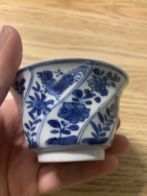 古玩陶瓷青花功名富貴圖杯碟真品鑒賞圖