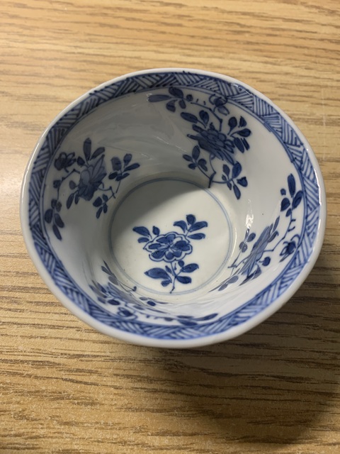 古玩陶瓷青花功名富貴圖杯碟真品鑒賞圖