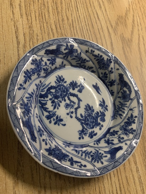 古玩陶瓷青花功名富貴圖杯碟真品鑒賞圖