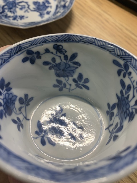 古玩陶瓷青花功名富貴圖杯碟真品鑒賞圖
