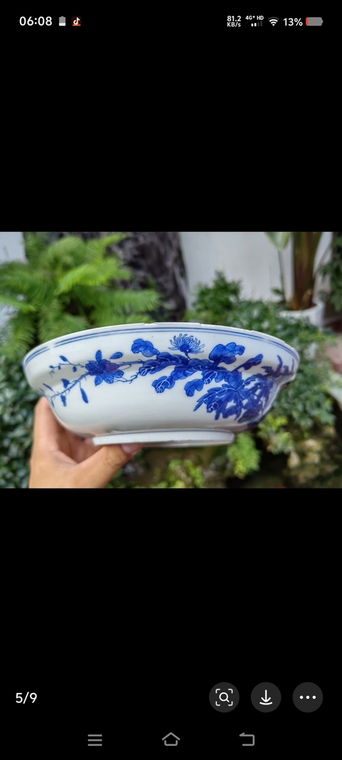 古玩陶瓷花卉紋青花盤真品鑒賞圖