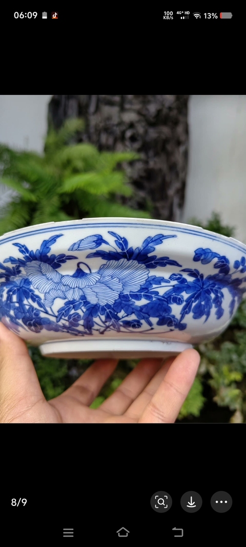 古玩陶瓷花卉紋青花盤真品鑒賞圖