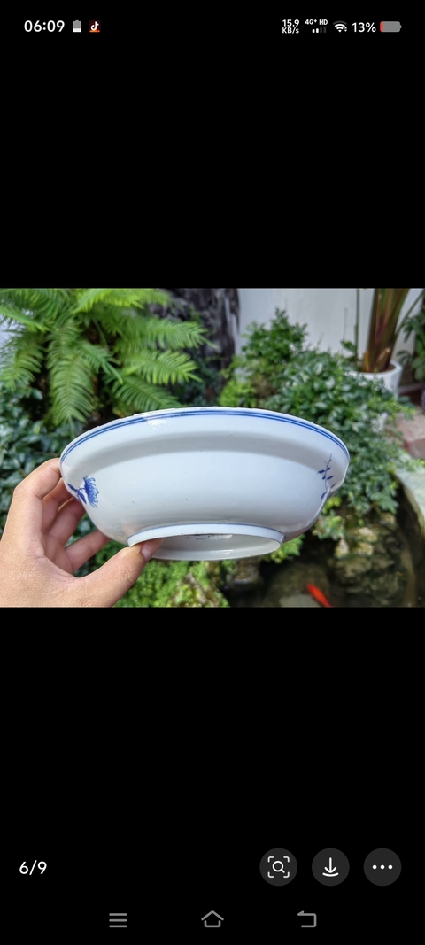 古玩陶瓷花卉紋青花盤真品鑒賞圖