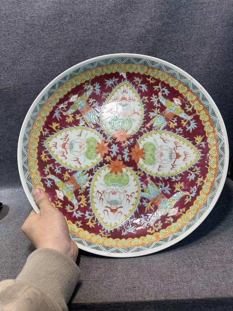 古玩陶瓷粉彩盤真品鑒賞圖