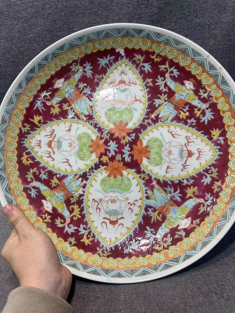 古玩陶瓷粉彩盤真品鑒賞圖