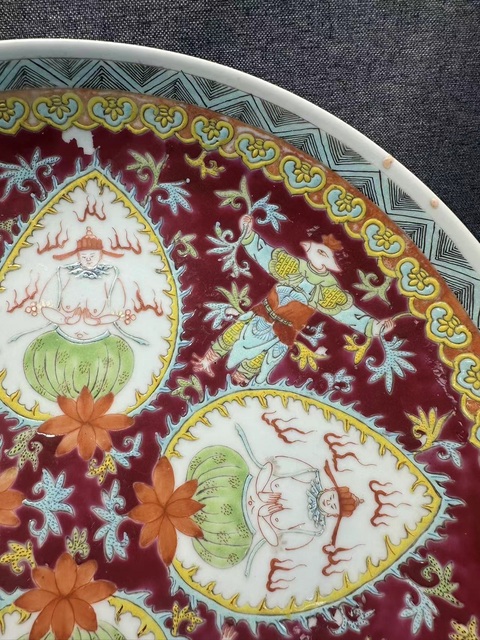 古玩陶瓷粉彩盤真品鑒賞圖