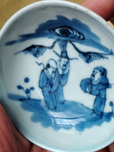 古玩陶瓷青花三星高照盤真品鑒賞圖