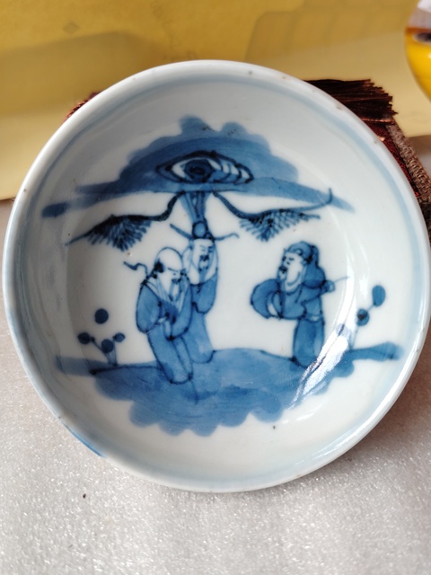 古玩陶瓷青花三星高照盤真品鑒賞圖