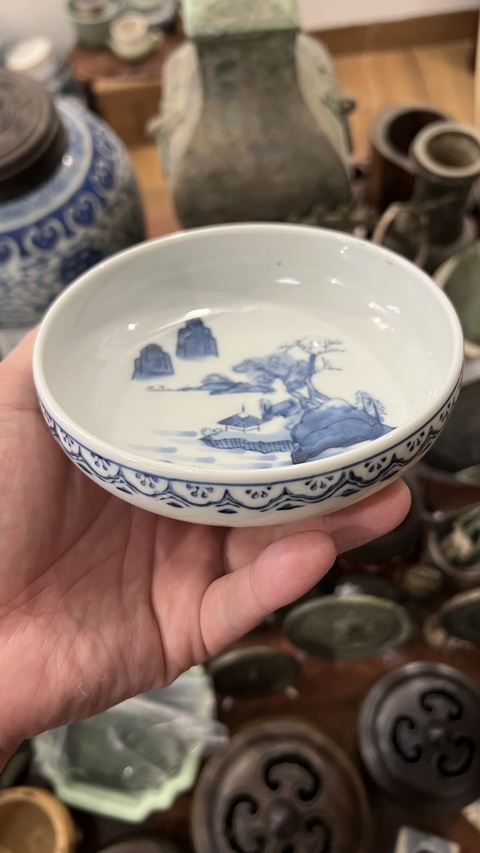 古玩陶瓷青花洗真品鑒賞圖