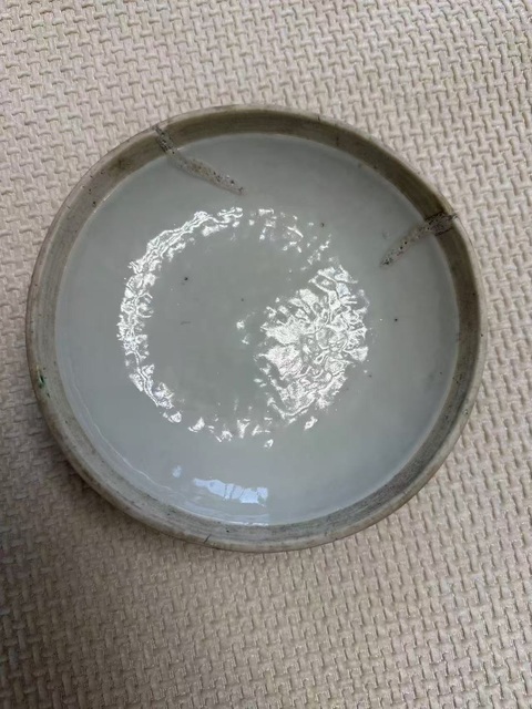 古玩陶瓷晚清淺降彩花鳥調(diào)色盒真品鑒賞圖