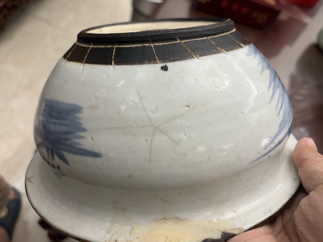 古玩陶瓷青花鐵銹釉山水紋香爐拍賣,當前價格600元