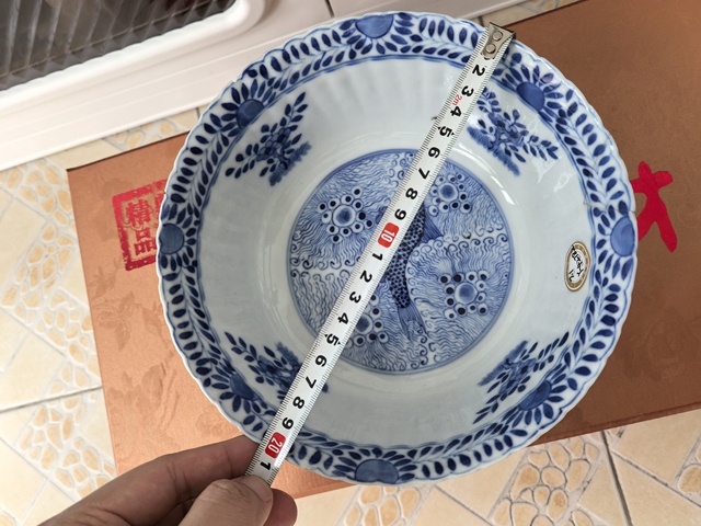 古玩陶瓷清光緒青花魚藻紋花口大碗拍賣,當前價格4980元