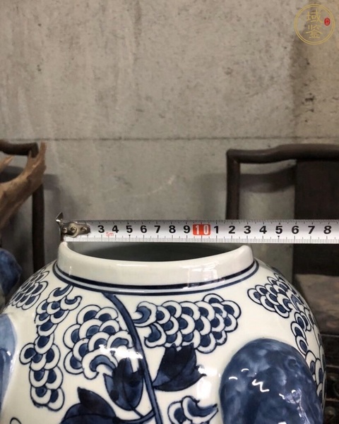 古玩陶瓷特大號青花雄獅將軍罐一對拍賣,當前價格1100元