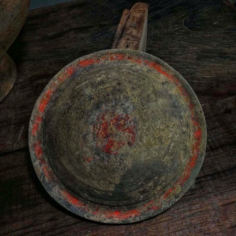 古玩陶瓷漢代彩繪盤口陶瓶真品鑒賞圖