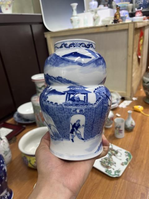 古玩陶瓷青花人物故事紋葫蘆瓶真品鑒賞圖