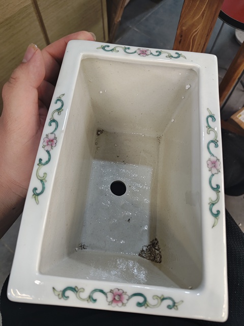 古玩陶瓷人物詩紋花盆真品鑒賞圖