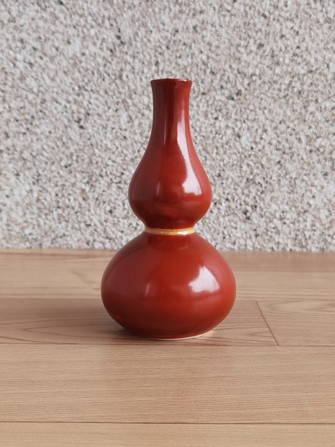 古玩陶瓷紅釉葫蘆瓶拍賣，當(dāng)前價(jià)格298元